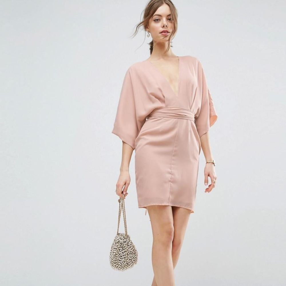 ASOS 70's Belted Mini Dress Kimono Sleeve (US 10)